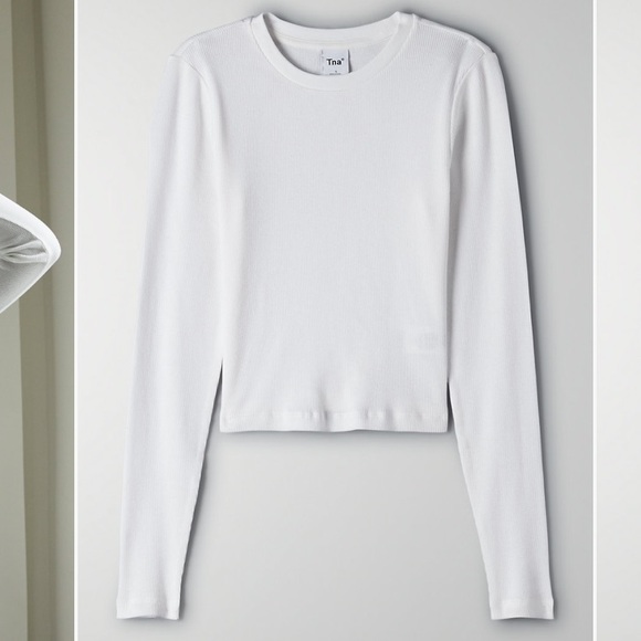 Aritzia Tna White Cropped Ribbed Long 